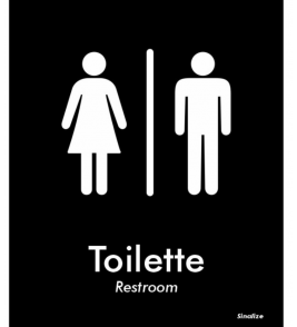 Placa sinalizadora poliestireno 15x18cm (unissex português/inglês) Sinalize  
