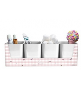 Porta objeto kit pequeno astros rosa com 4 branco Dello