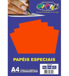 Papel a4 neon laranja 180g 20 folhas Off Paper