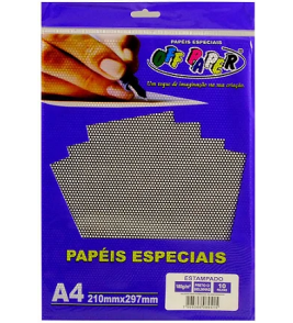 Papel a4 estampado preto poá branco 180g 10 folhas Off Paper
