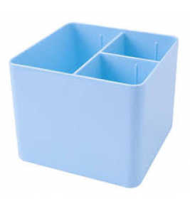 Porta objeto quadrado com 3 divisórias azul pastel Dello