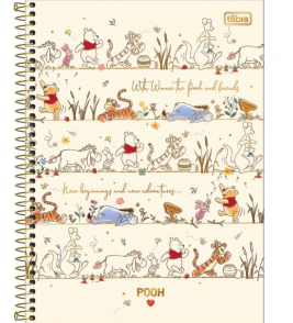 Caderno espiral capa dura 16 matérias 250 folhas pooh universitário Tilibra
