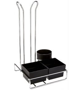 Organizador para copos de café, sachê e colher aço prata e preto 80ml Future