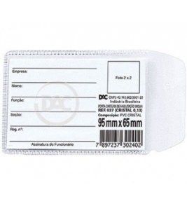Porta documento para CNH e CPF cristal 95x65mm Dac