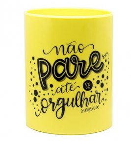 Porta caneta e lápis redondo up amarelo pastel Newpen