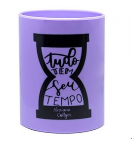 Porta caneta e lápis redondo up roxo pastel Newpen 