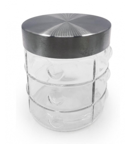 Conjunto de potes vidro com tampa inox 3 unidades 800ml Em Casa Tem 