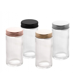 Pote de vidro redondo liso com tampa metálica 80ml Lyor
