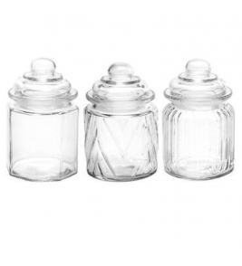 Conjunto de potes de vidro com tampa herméticos 3 unidades 300ml  Em Casa Tem 