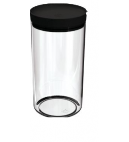 Pote redondo plástico transparente com tampa preto 1.9l Uz