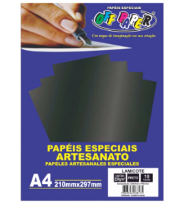 Papel a4 lamicote ouro 250g com 10 folhas Off Paper