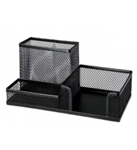 Porta caneta, clips, lembrete aramado preto e prata Yins Paper