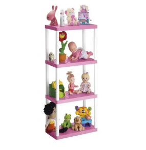 Estante plástica 4 prateleiras retangular 60x30cm rosa e branco Injeplastec