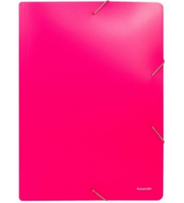 Pasta A4 fina com elástico rosa neon A02N Plascony