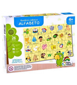 Quebra-cabeça alfabeto 26 peças mdf Pais e Filhos