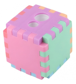 Apontador com reservatório fun dice 2 furos cores Kit