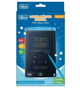 Lousa mágica digital 8.5 polegadas com caneta escreve e apaga Tilibra