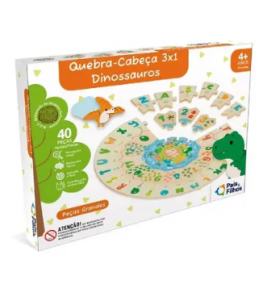 Quebra-cabeça alfanumérico dinossauros 41 peças Pais e Filhos