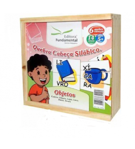 Quebra-cabeça silábico objetos 14 peças mdf Fundamental Brinquedos