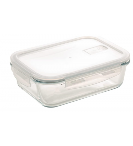 Pote retangular vidro hermético 1l com tampa cinza Lyor