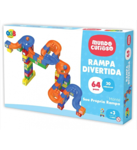Blocos para montar rampa divertida 64 peças 30 adesivos Ggb Plast