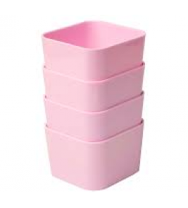 Porta objeto quadrado kit com 4 rosa pastel Dello 