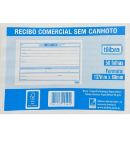 Recibo comercial sem canhoto 155454 pequeno 50 folhas Tilibra