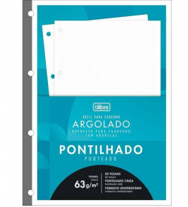 Folha para fichário tiliflex acadêmico pontilhadas 80 folhas Tilibra