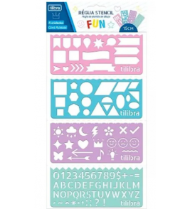 Régua geométrica stencil fun com 4 Tilibra