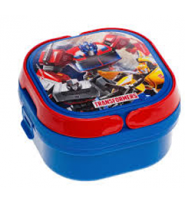 Pote marmita quadrado transformers azul vermelho 0.66 Plasvale 
