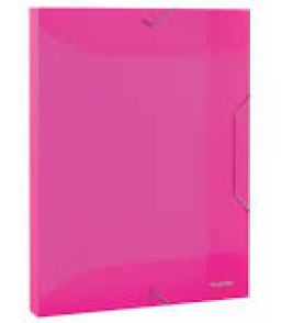 Pasta A4 20mm com elástico rosa neon A20N Plascony
