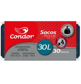 Saco para lixo 30 litros rolo com 30 preto Condor