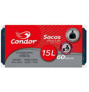 Saco para lixo 15 litros rolo com 60 preto Condor 