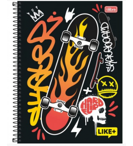Caderno espiral capa dura 10 matérias 200 folhas like+ masculino universitário Tilibra 