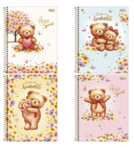 Caderneta espiral capa dura 1/8 80 folhas loe bears Tilibra