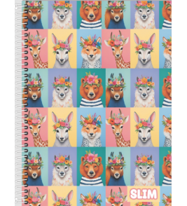 Caderno espiral capa dura 1/4 80 folhas slim feminino 3B