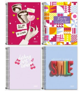 CCaderno espiral capa dura 15 matérias 240 folhas fkip colegge feminino Cadersil