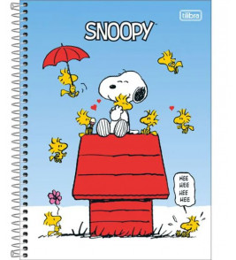 Caderno espiral capa dura 10 matérias 160 folhas snoopy fit universitário Tilibra