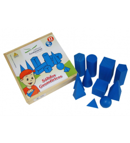Sólidos geométrico azul 11 peças mdf Fundamental Brinquedos