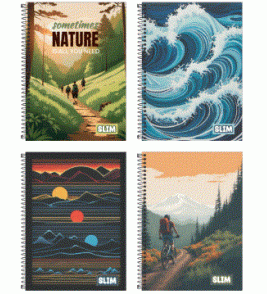 Caderno espiral capa dura 1/4 160 folhas  slim masculino 3B