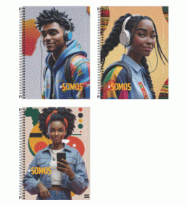 Caderno espiral capa dura 20 matérias 300 folhas somos movimento 3B