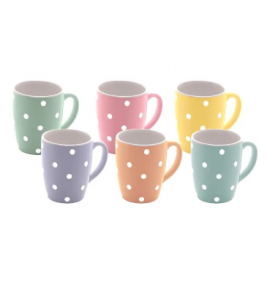 Caneca porcelana dots 295ml cores sortidas Lyor
