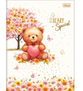 Caderno brochura capa dura universitária 80 folhas love bears Tilibra