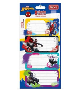 Etiqueta adesiva com  8 estampas spider-man Tilibra