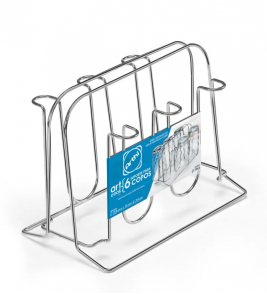 Suporte para copos aramado cromado com 6 espaços art cook Arthi
