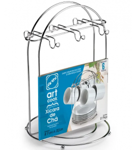 Suporte para xícara e pires art cook cromado Arthi
