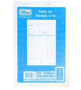 Talão de pedido 1/18 médio 50 folhas 1 via 139x209mm Tilibra