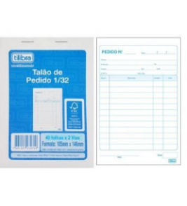 Talão de pedido 1/32 pequena 40 folhas 2 vias 105x159mm Tilibra