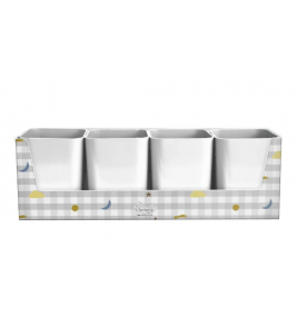 Porta objeto kit pequeno astros cinza com 4 branco Dello
