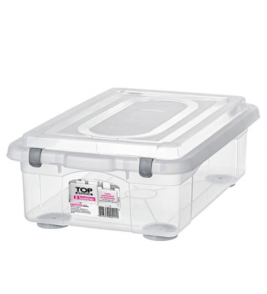 Caixa organizadora incolor baixo 28.2l com tampa Sanremo